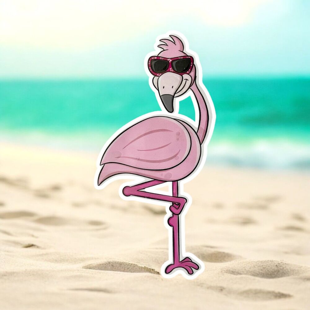 Flamingo Vinyl Bumper Sticker: Perfect for metal surfaces like fridges, cars